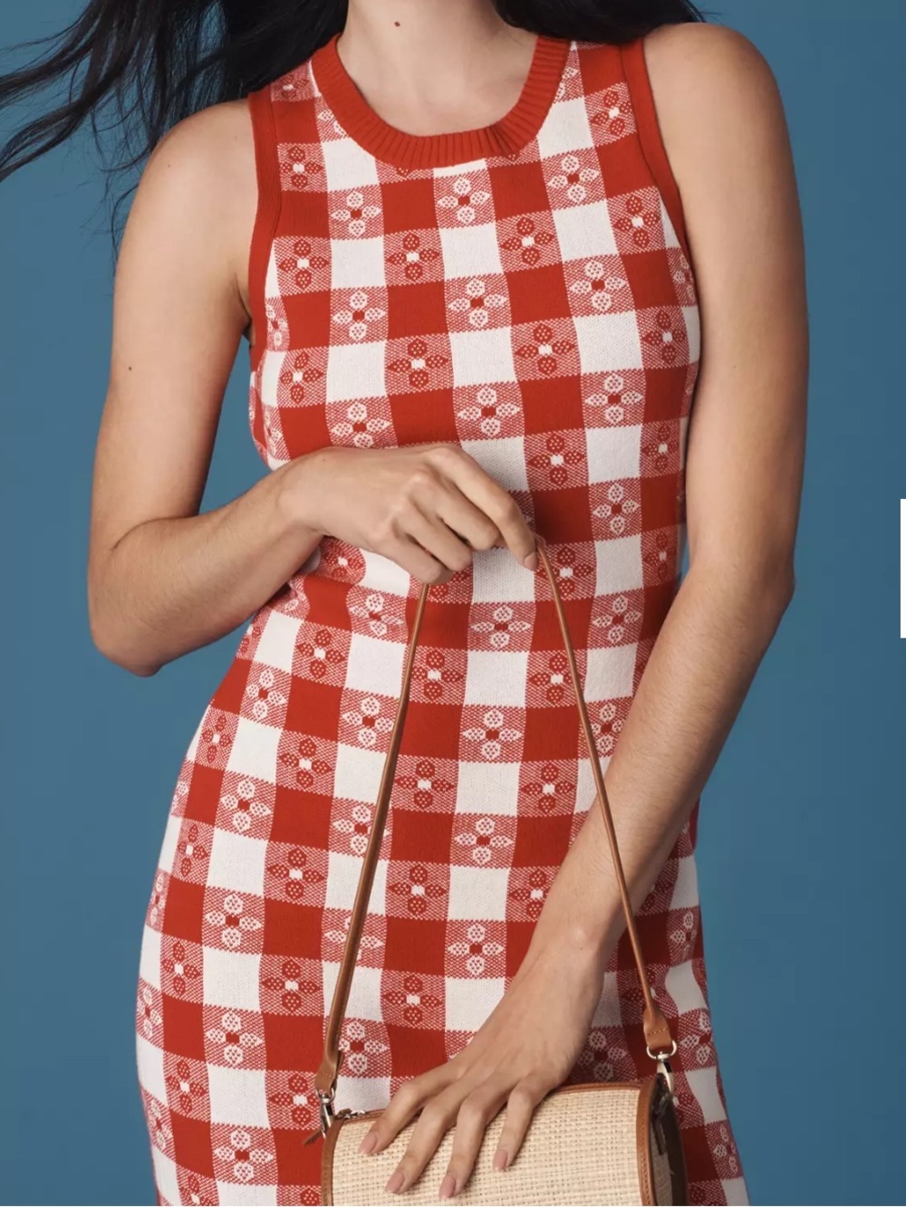 NWOT Anthropologie Rachel Antonoff Red & White Gingham Knit Mini Dress Size M - Picture 3 of 12